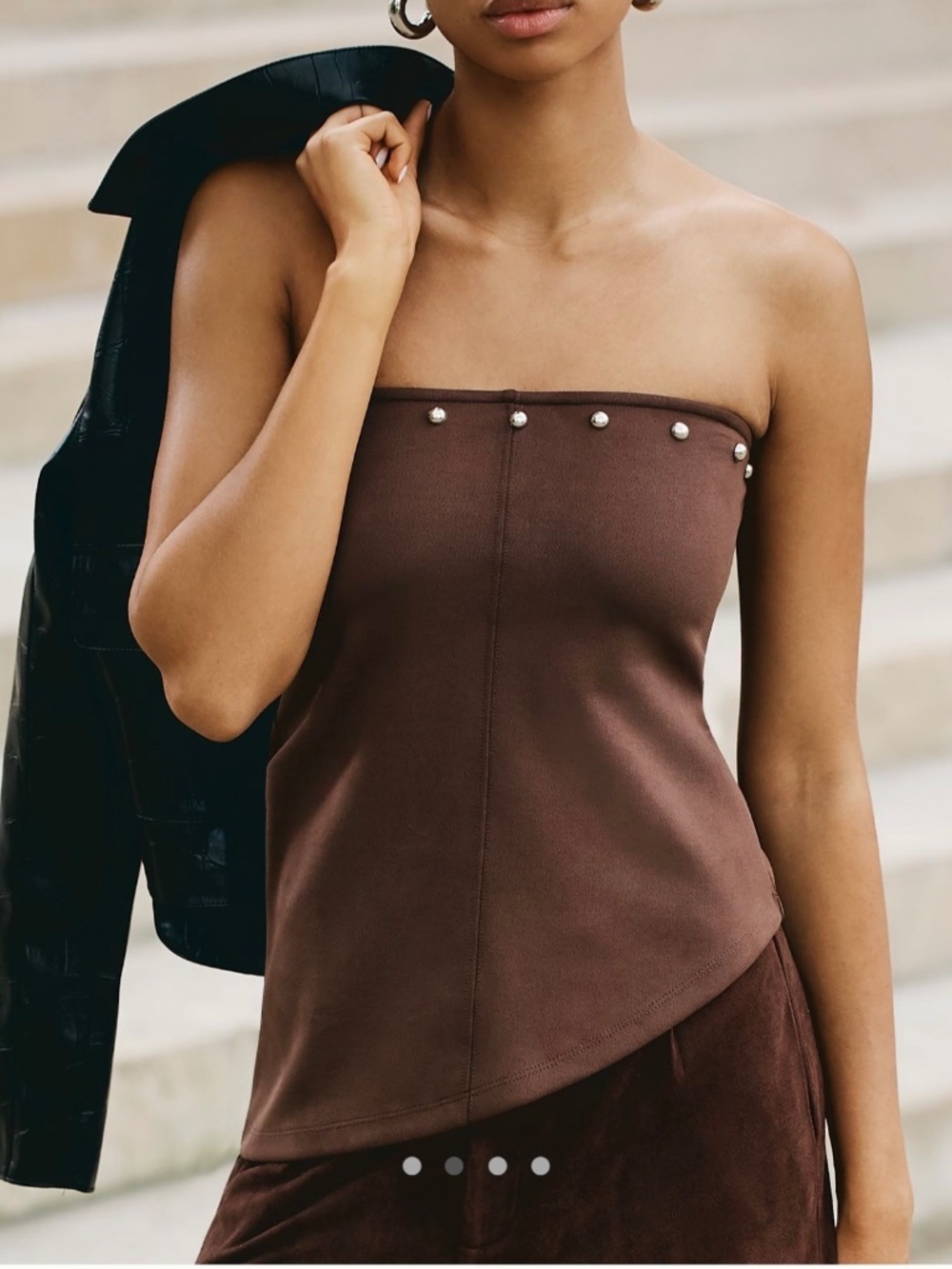 By Anthropologie Faux-Suede Asymmetrical Tube Top-Size L